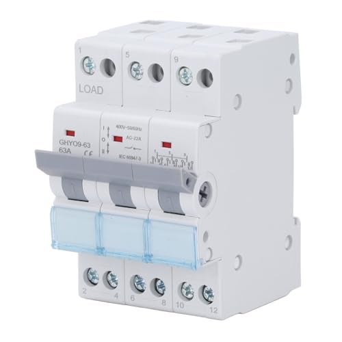 Eujgoov 3P Power Transfer Switch Isolation Transfer Switch Manual Changeover Switch 63A 400V DIN Rail Mount - Image 1