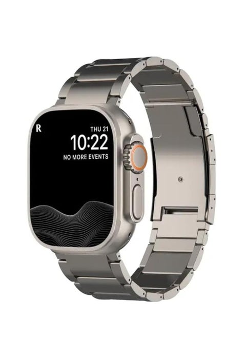 Titanium Metal Watch Band Compatible With Apple Watch Series 10 | Ultra 2 | 9 | 8 Ultra | 8 | 7 | 6 41/40/38 mm Light Wieght With Double Button Clasp Strap (Titanium