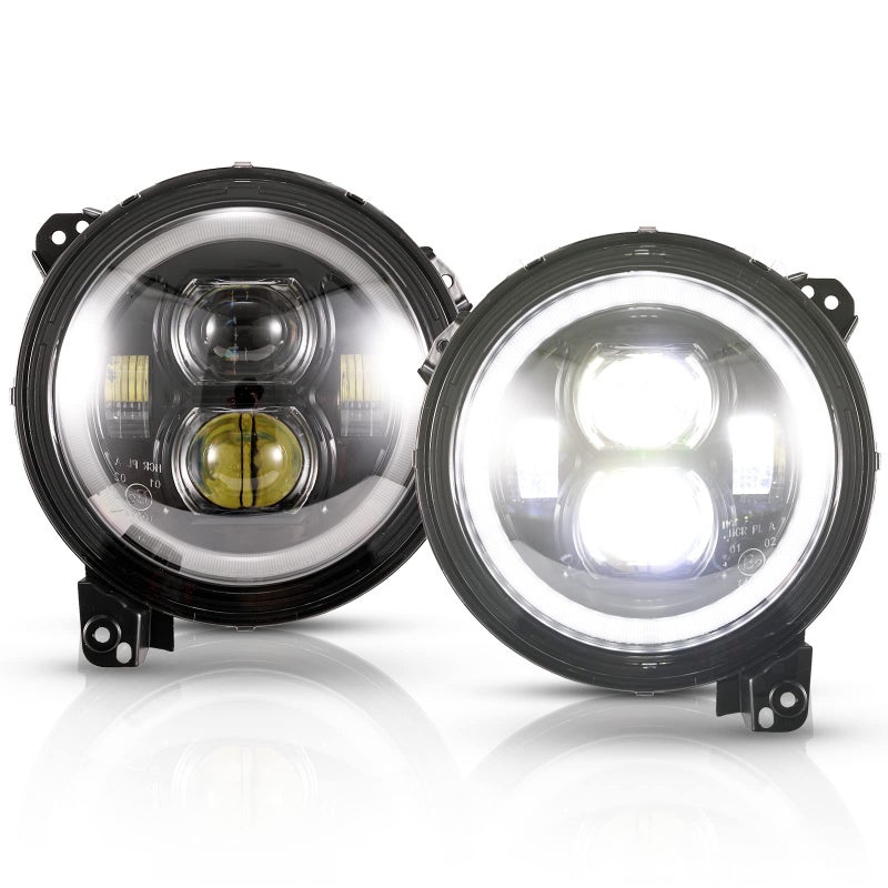 BUNKER INDUST Wrangler JL 9 Inch LED Headlights with Halo DRLPair Round Headlamp with Daytime Running Lights for Jeep Gladiator JT 20182025 Jeep Wrangler JL4xe Accessories