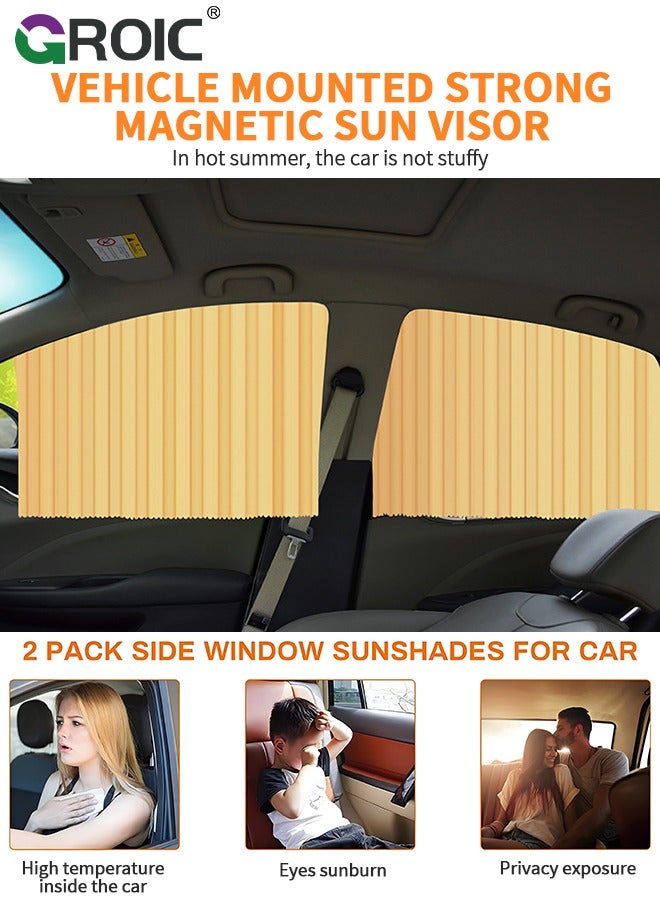 GROIC Car Window Shades,4 Pcs Car Curtains Window Covers Interior Full Priavcy Protection, Car Front Window Sun Shades,Car Rear Window Sun Shades,Privacy Magnetic Black Covers Car Curtains,Car Interior - Image 3