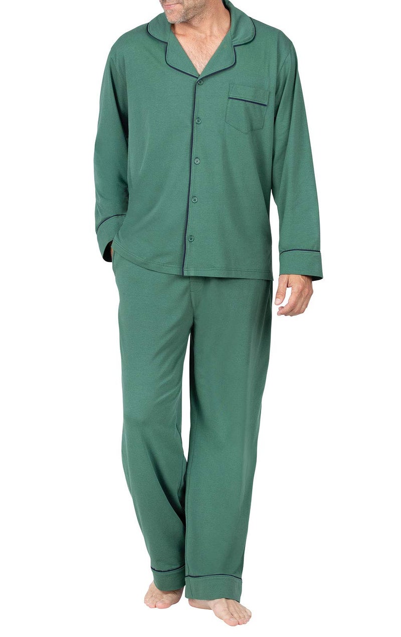 PajamaGram Mens Cotton Pajamas Set Pajama for Men Green XLarge