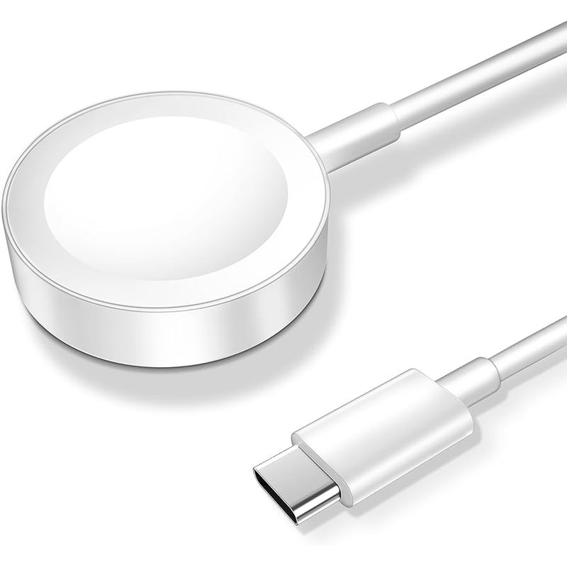 كيبل شحن مغناطيسي ترقية 2024 من xiwxi لشحن ساعة ابل، 【منفذ USB C】 كيبل شحن لاسلكي متوافق مع سلسلة آي ووتش ألترا 2/ألترا/8/7/6/SE/SE2/5/4/3/2 【طول 1 متر/3.3 قدم】، أبيض - Image 1