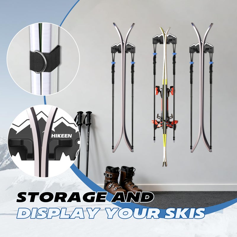 Hikeen Ski Wall Rack for Garage - Ski Wall Mount Storage Rack Fits Any Ski,Garage Organization & Space-Saving Winter Gear - Durable Ski Rack for Wall Display 2Pack - Image 4