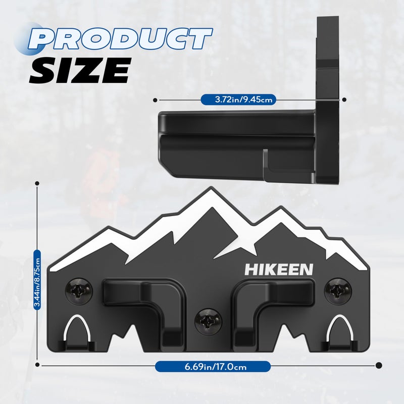 Hikeen Ski Wall Rack for Garage - Ski Wall Mount Storage Rack Fits Any Ski,Garage Organization & Space-Saving Winter Gear - Durable Ski Rack for Wall Display 2Pack - Image 2