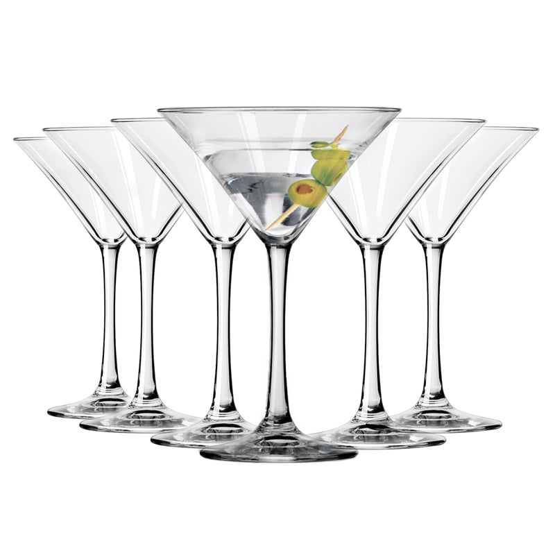 Libbey Entertaining Essentials Martini Glasses Set of 6, Tall, Slender, Triangular-Shaped Cocktail Glasses, Classic Martini Set for Wines, Cocktails - Image 1