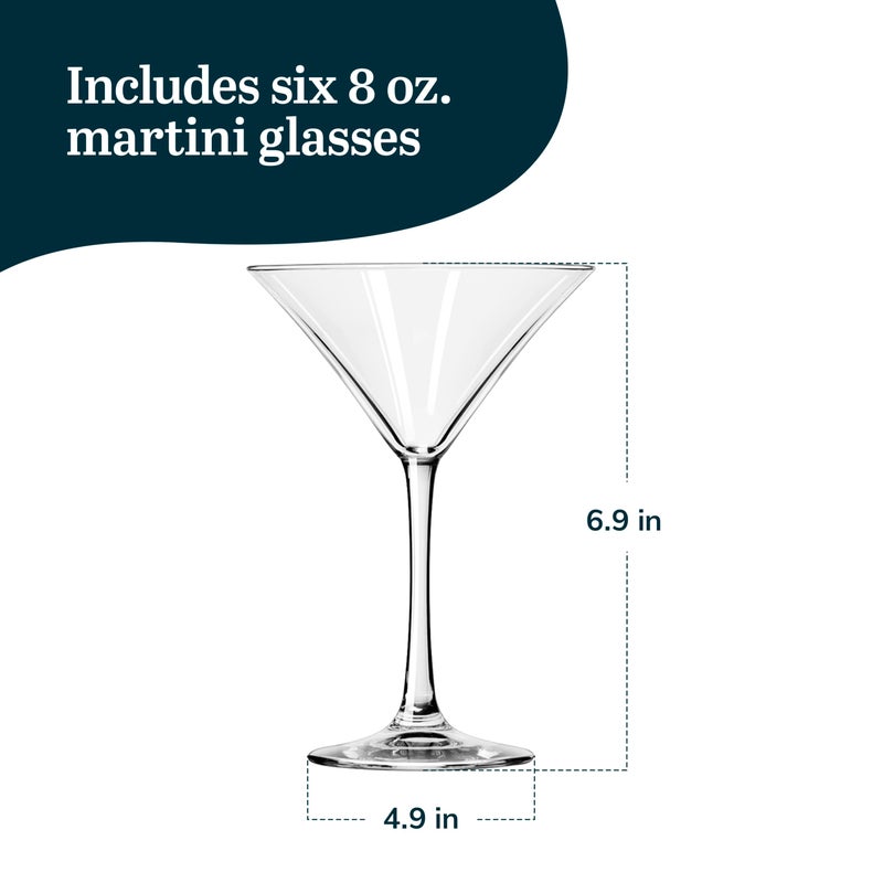 Libbey Entertaining Essentials Martini Glasses Set of 6, Tall, Slender, Triangular-Shaped Cocktail Glasses, Classic Martini Set for Wines, Cocktails - Image 3