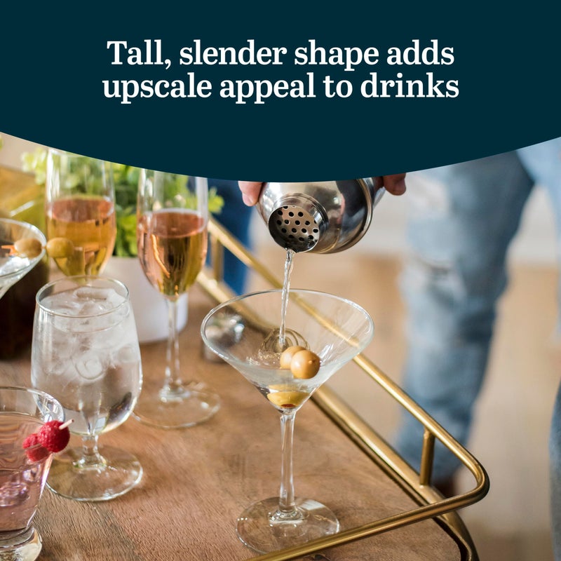 Libbey Entertaining Essentials Martini Glasses Set of 6, Tall, Slender, Triangular-Shaped Cocktail Glasses, Classic Martini Set for Wines, Cocktails - Image 4