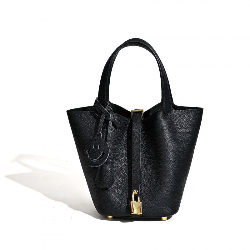 18 Size Gold Buckle Vegetable Basket Bag Genuine Leather Bucket Bag Large Capacity Handbag Hand Bag Crossbody Bag - Image 2