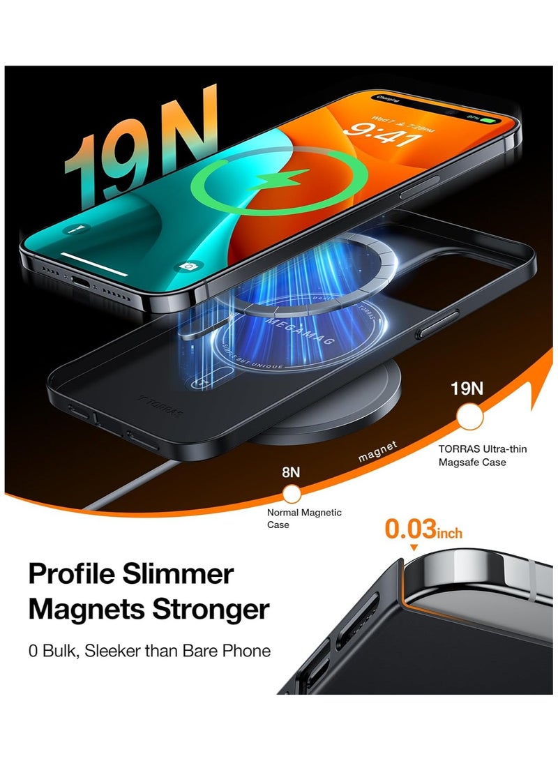 حافظة مغناطيسية رفيعة لجهاز آيفون 15 برو ماكس، حافظة هاتف رفيعة للغاية متوافقة مع MagSafe، خفيفة الوزن ومضادة للخدش، صلبة لجهاز آيفون 15 برو ماكس 6.7 بوصة OriginFit، سوداء - Image 3