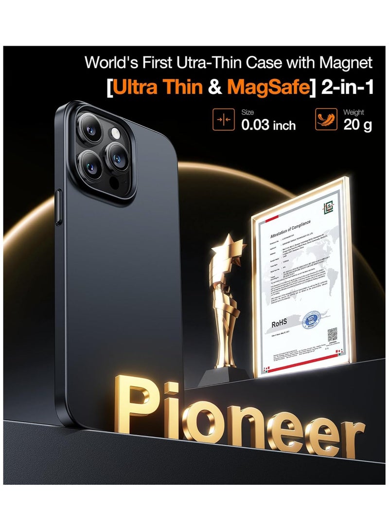 حافظة مغناطيسية رفيعة لجهاز آيفون 15 برو ماكس، حافظة هاتف رفيعة للغاية متوافقة مع MagSafe، خفيفة الوزن ومضادة للخدش، صلبة لجهاز آيفون 15 برو ماكس 6.7 بوصة OriginFit، سوداء - Image 2