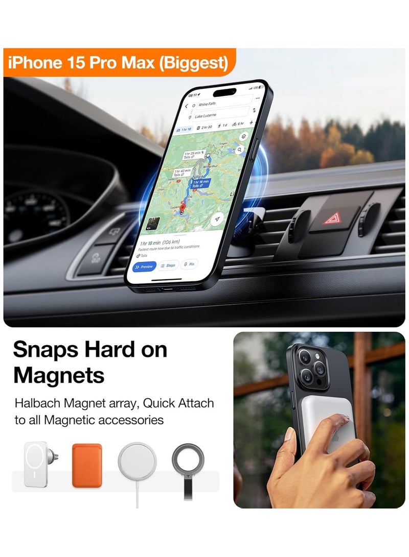 حافظة مغناطيسية رفيعة لجهاز آيفون 15 برو ماكس، حافظة هاتف رفيعة للغاية متوافقة مع MagSafe، خفيفة الوزن ومضادة للخدش، صلبة لجهاز آيفون 15 برو ماكس 6.7 بوصة OriginFit، سوداء - Image 4