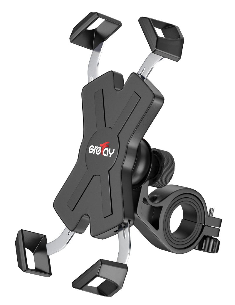 Grefay Bike Phone Mount Metal Motorcycle Handlebar Phone Holder Scooter Phone Clamp for 4.0-7.0 Inch Smartphone with 360° Rotation - Image 1