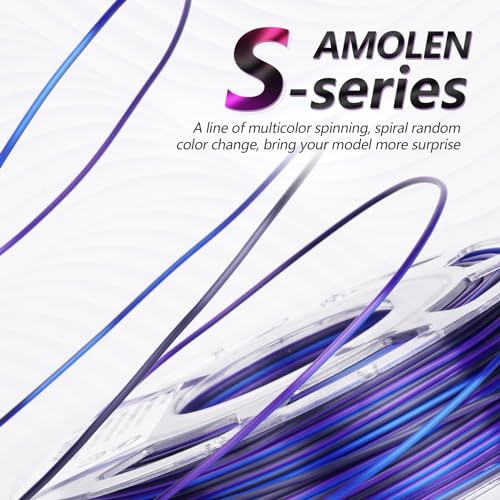 AMOLEN Silk PLA 3D Printer Filament Bundle, Shiny Multicolor Rainbow PLA Filament 1.75mm Pack, Fast Color Change PLA 3D Printing Filament for Most FDM 3D Printer, 200g X 4 Spools - Image 2