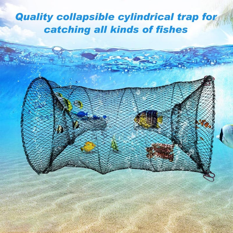 Proberos ® Fish Net, Fishing Cast Net, Foldable Fishing Basket Bait Fish Trap Net, Sturdy Nylon Mesh Fishing Net Wide Open Fish Net for Shrimps, Crab, Lobsters, Fishes (40 * 80CM) - Image 5