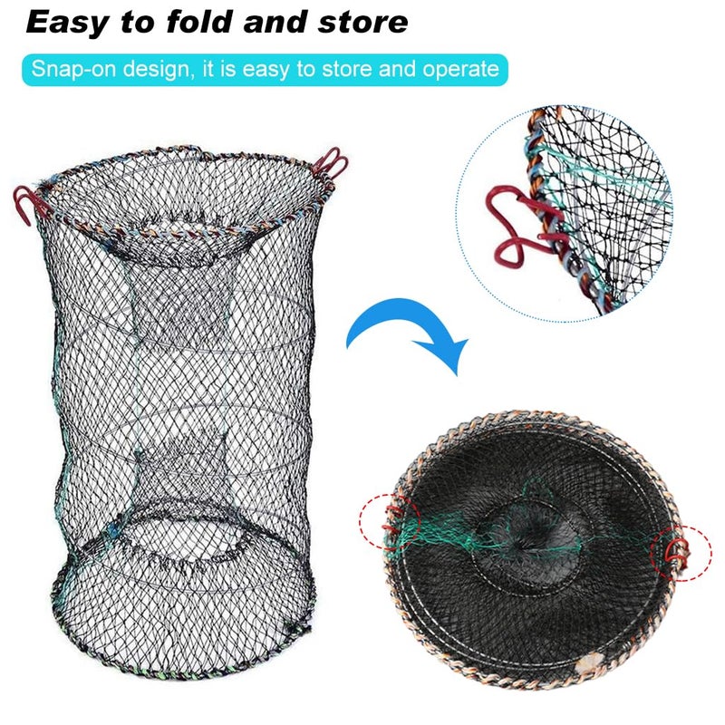 Proberos ® Fish Net, Fishing Cast Net, Foldable Fishing Basket Bait Fish Trap Net, Sturdy Nylon Mesh Fishing Net Wide Open Fish Net for Shrimps, Crab, Lobsters, Fishes (40 * 80CM) - Image 3