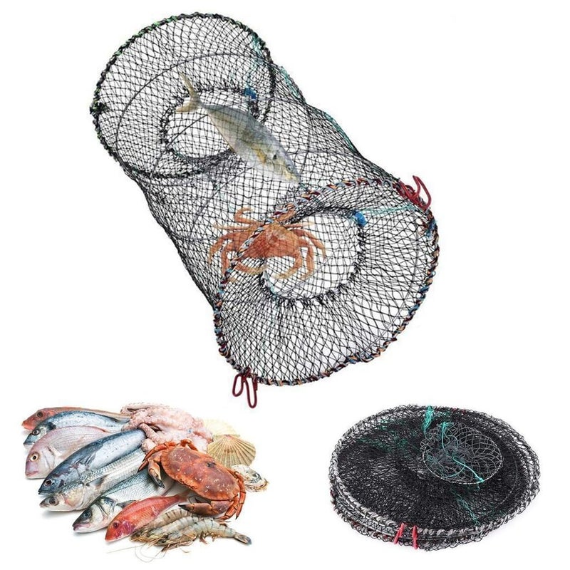 Proberos ® Fish Net, Fishing Cast Net, Foldable Fishing Basket Bait Fish Trap Net, Sturdy Nylon Mesh Fishing Net Wide Open Fish Net for Shrimps, Crab, Lobsters, Fishes (40 * 80CM) - Image 1