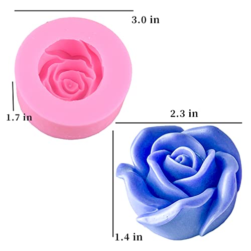 japleed 2pcs Large Rose Silicone Soap Molds Flower Resin Candle Molds 3D Silicone Fondant Chocolate Cake Candy Molds DIY Resin Candle Soap Wax Crafts Home Decoration Baking Tool - Image 3