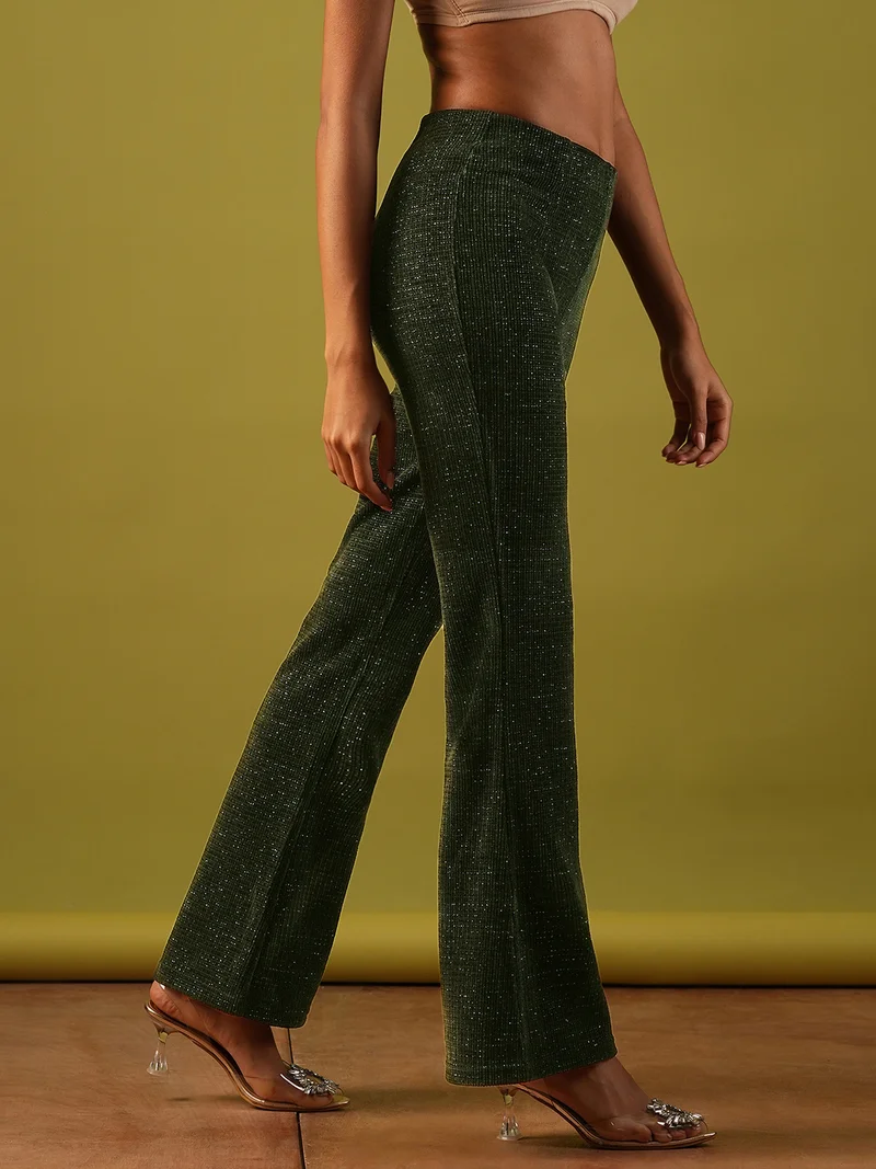 جلو باص جلوبس تريجينجز نسائي لامع بخصر متوسط وأرجل واسعة للحفلات