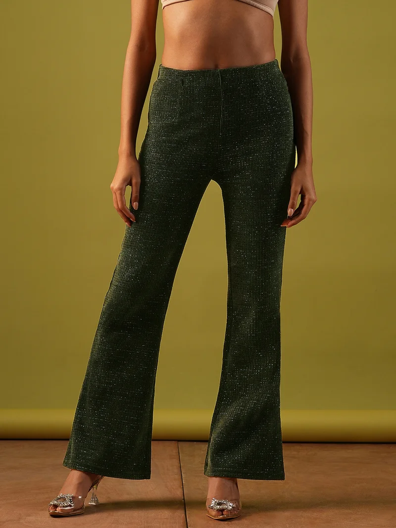 جلو باص جلوبس تريجينجز نسائي لامع بخصر متوسط وأرجل واسعة للحفلات