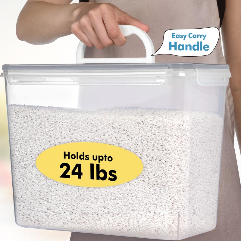 Shazo 2 PC (11L | 372 oz) Flour Sugar Storage Containers with Easy Carry Handle - Plastic Extra Large Food Storage Containers with Lids for Rice Cereal, BPA Free & Airtight Kitchen Pantry Organization - Image 4