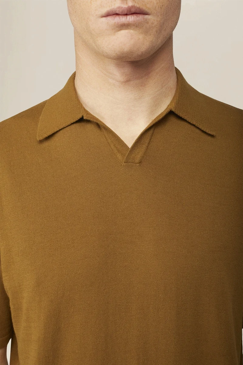 Doppelganger Green Men's 100% cotton knit polo shirt with Derby collar - Olive Green for Men | Best Price UAE