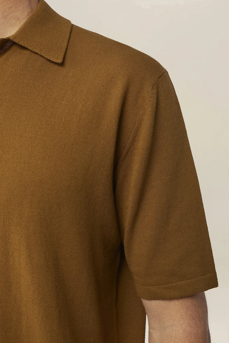 Doppelganger Green Men's 100% cotton knit polo shirt with Derby collar - Olive Green for Men | Best Price UAE