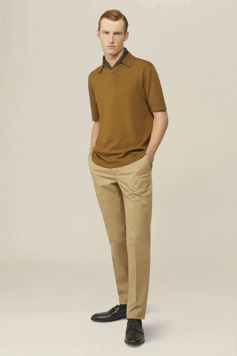 Doppelganger Green Men's 100% cotton knit polo shirt with Derby collar - Olive Green for Men | Best Price UAE
