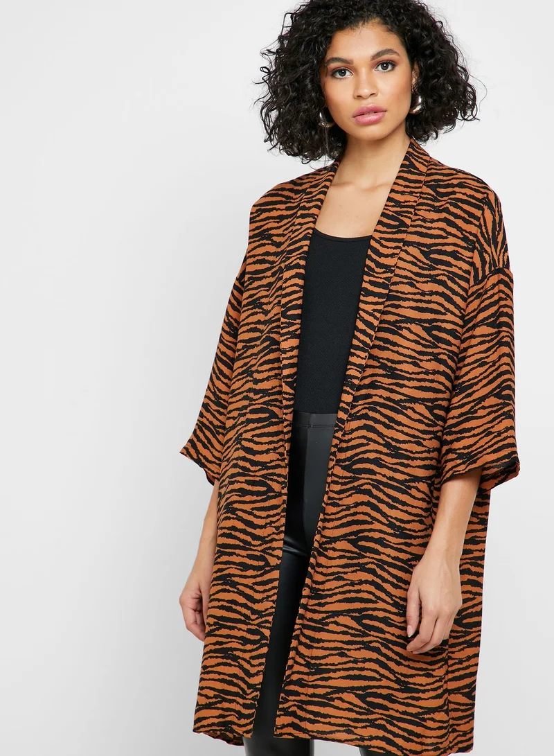 Ginger Tiger Print Longline Kimono