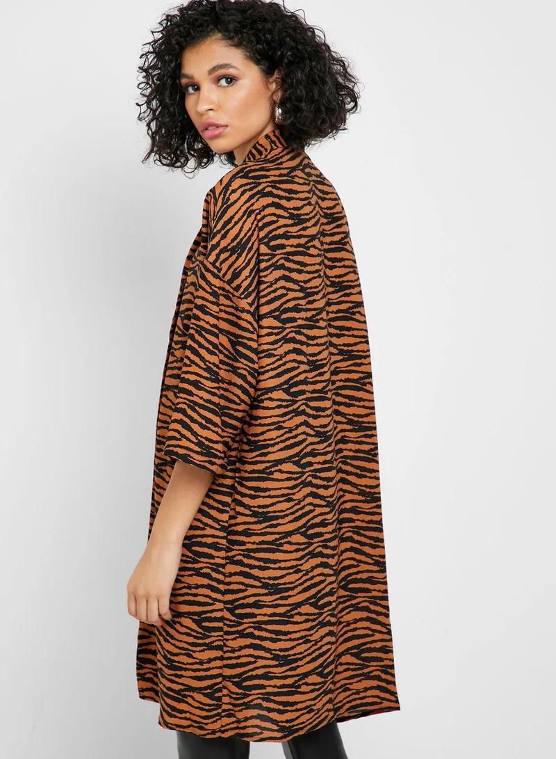 Ginger Tiger Print Longline Kimono