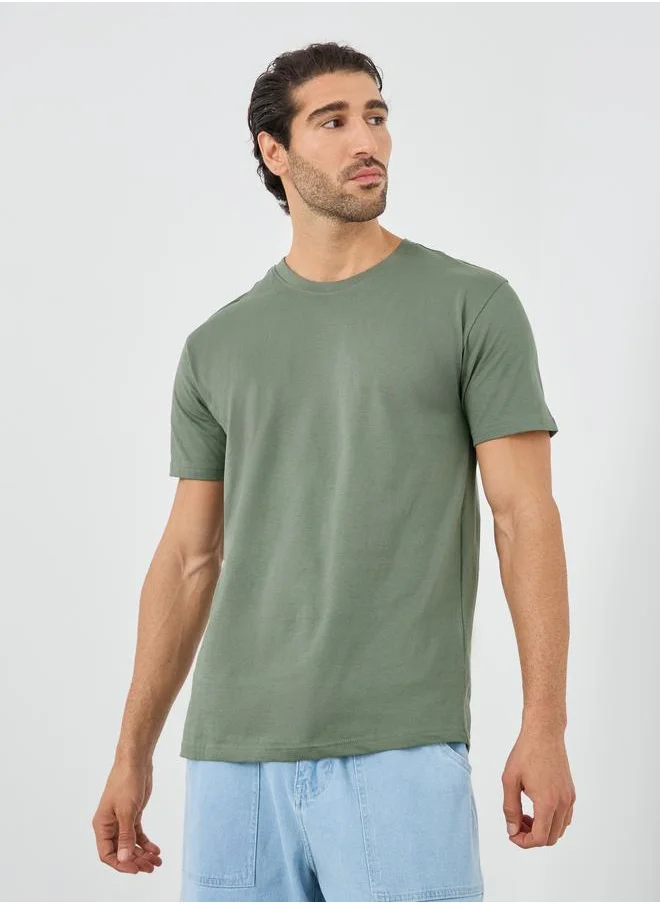 Styli Styli Solid Crew Neck Short Sleeve T-Shirt