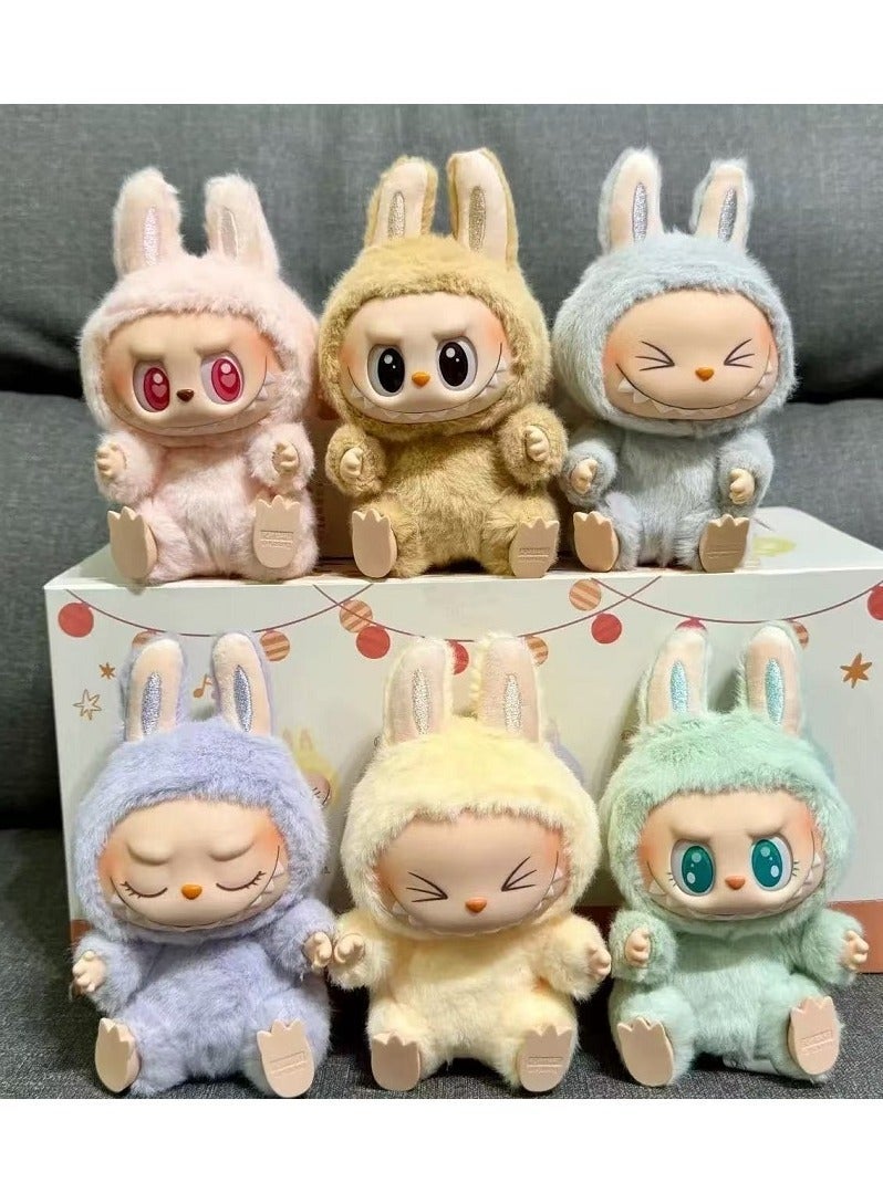 Mystery Box！6-Pieces Second-Generation Sit-Down Party Series Blind Box- Labubu - Vinyl Plush Toy ,Plush Doll Trendy Pendant Keychain,17 cm,Discover The Thrill Of Box Surprises! - Image 1