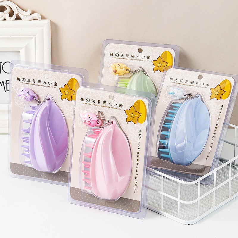 Japanese Starfruit Silicone Scalp Massage Brush, Wet & Dry Use, Original Design for Shampoo - Image 2