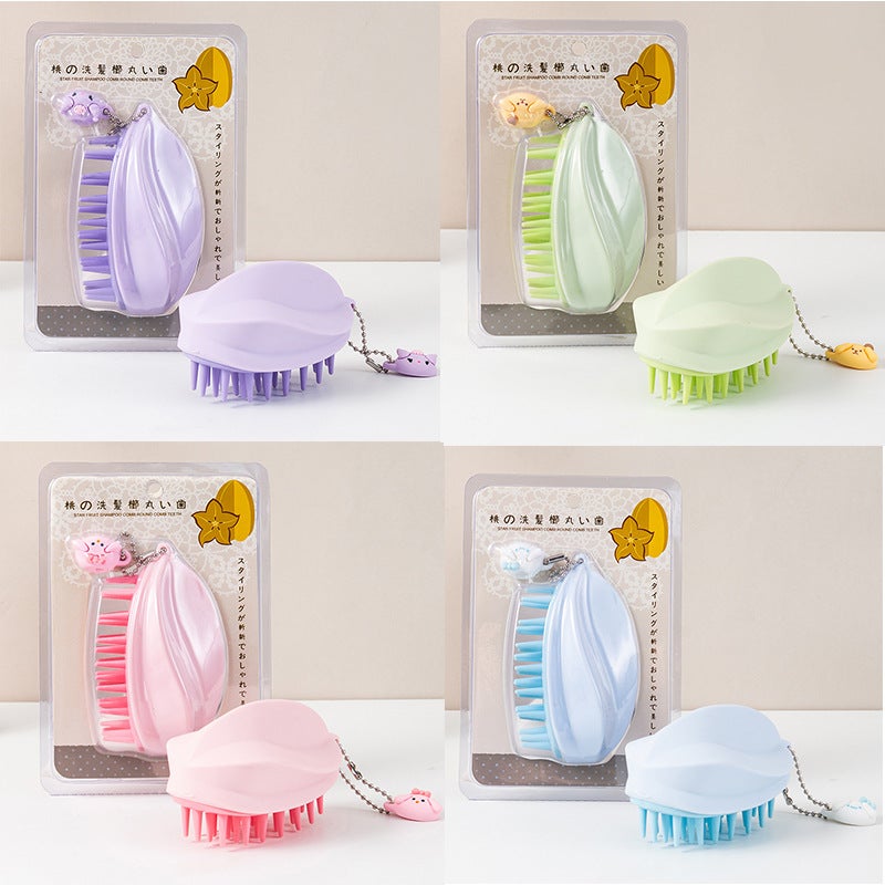 Japanese Starfruit Silicone Scalp Massage Brush, Wet & Dry Use, Original Design for Shampoo - Image 1