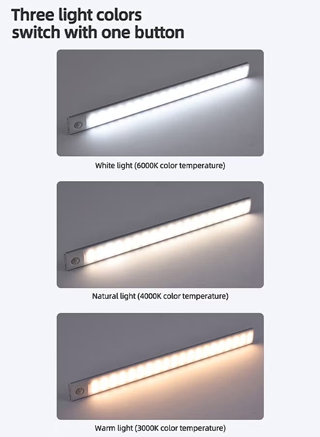 كيبانج أضواء خزانة مستشعر الحركة ، 3 ألوان يعتم LED قابلة لإعادة الشحن تحت ضوء الليل للخزانة ، ضوء خزانة مغناطيسي نحيف ، ضوء لاسلكي للمطبخ ، الدرج ، خزانة الملابس ، الحمام ، ضوء الدراسة - Image 2