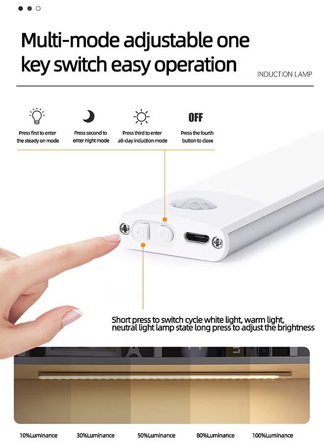 كيبانج أضواء خزانة مستشعر الحركة ، 3 ألوان يعتم LED قابلة لإعادة الشحن تحت ضوء الليل للخزانة ، ضوء خزانة مغناطيسي نحيف ، ضوء لاسلكي للمطبخ ، الدرج ، خزانة الملابس ، الحمام ، ضوء الدراسة - Image 5