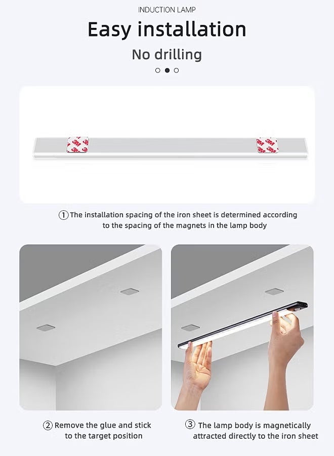 كيبانج أضواء خزانة مستشعر الحركة ، 3 ألوان يعتم LED قابلة لإعادة الشحن تحت ضوء الليل للخزانة ، ضوء خزانة مغناطيسي نحيف ، ضوء لاسلكي للمطبخ ، الدرج ، خزانة الملابس ، الحمام ، ضوء الدراسة - Image 3