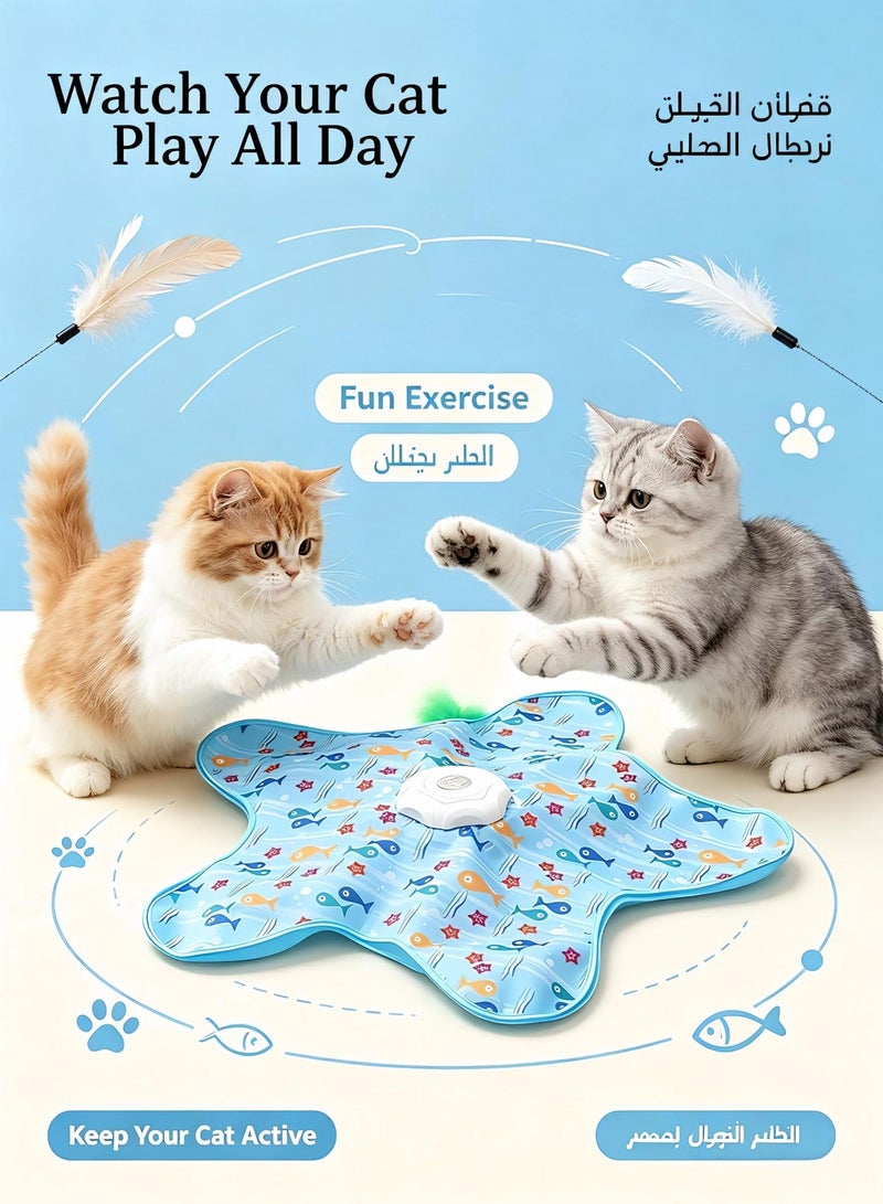 بابونا ألعاب القطط - غطاء ألعاب الكرة للحيوانات الأليفة، غطاء التسلية واللعب والاختباء، غطاء الصيد الكهربائي، عصا إثارة القطط، مناسب للقطط المنزلية، هدية مثالية للقطط البالغة والصغيرة - Image 1