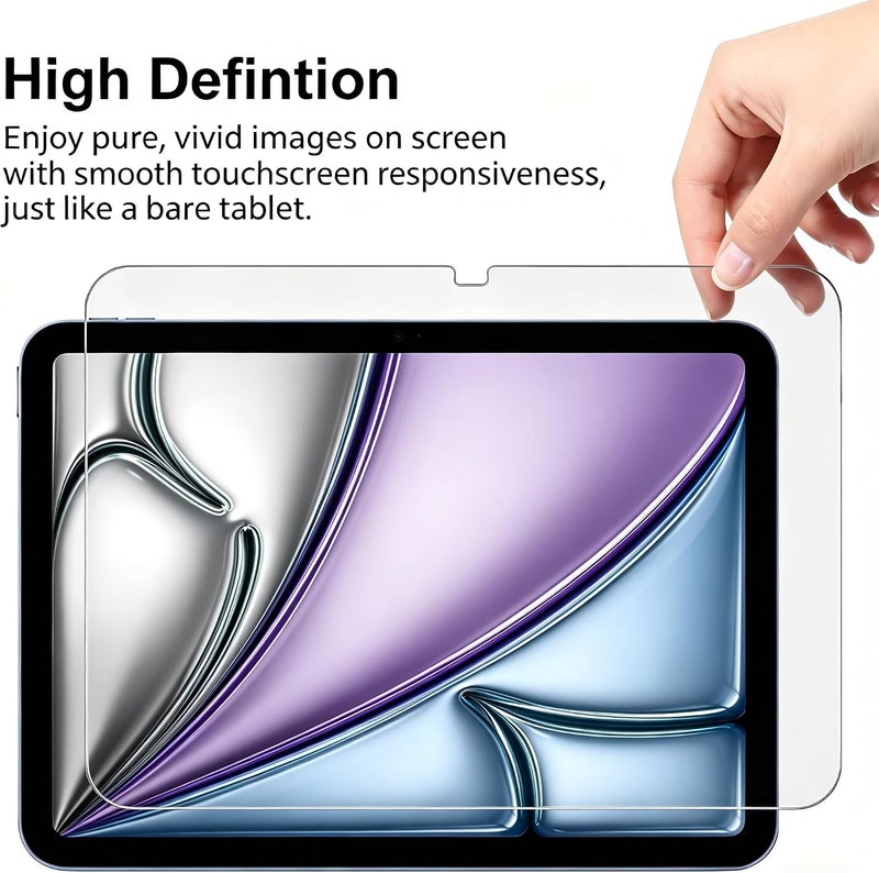 واقي شاشة لجهاز iPad Air 11 بوصة M4/M3/M2 (الجيل الثامن/السابع/السادس، 2026/2025/2024) زجاج مقسى 9H [متوافق مع Face ID وقلم Apple] شفاف عالي الوضوح متوافق مع الحافظة - Image 4