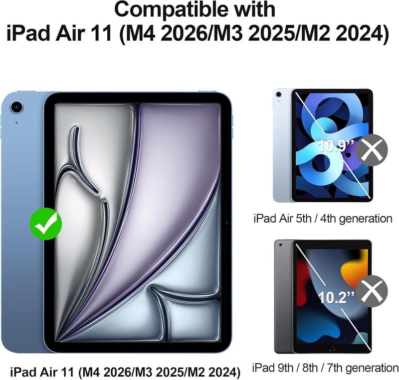 واقي شاشة لجهاز iPad Air 11 بوصة M4/M3/M2 (الجيل الثامن/السابع/السادس، 2026/2025/2024) زجاج مقسى 9H [متوافق مع Face ID وقلم Apple] شفاف عالي الوضوح متوافق مع الحافظة - Image 2