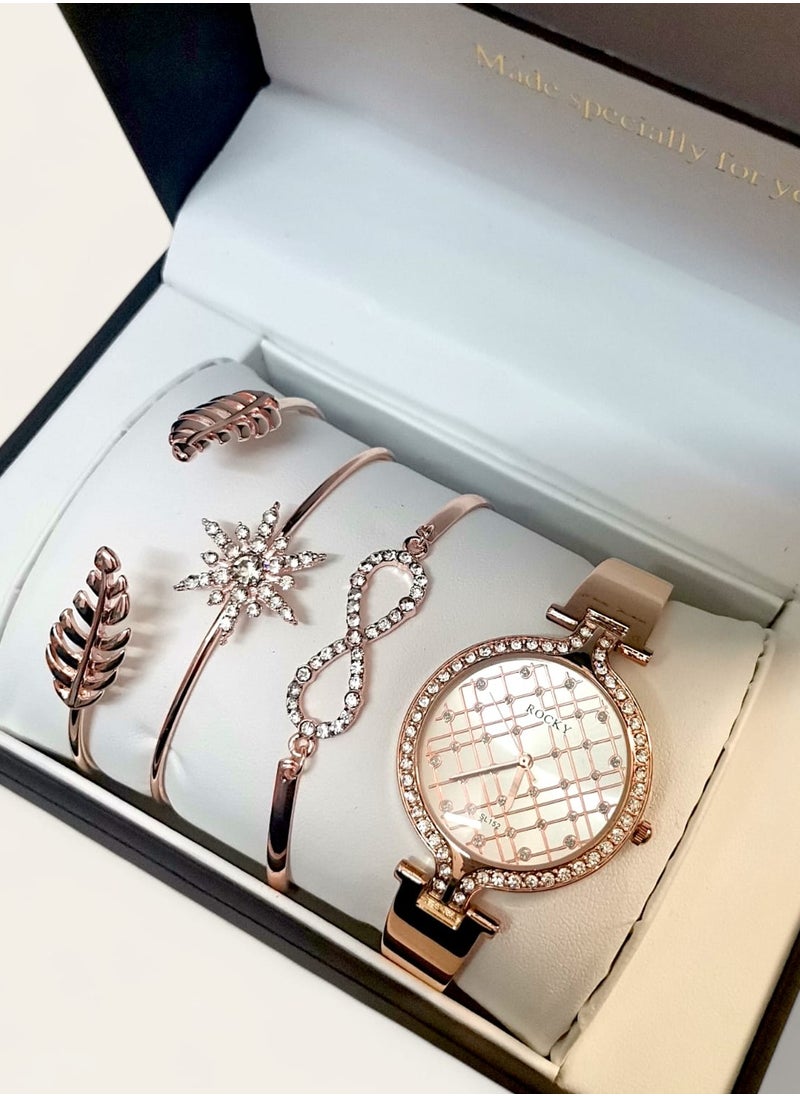 Rocky - Women's set by Rocky brand consisting of a watch and a set of stainless steel bracelets - Image 1