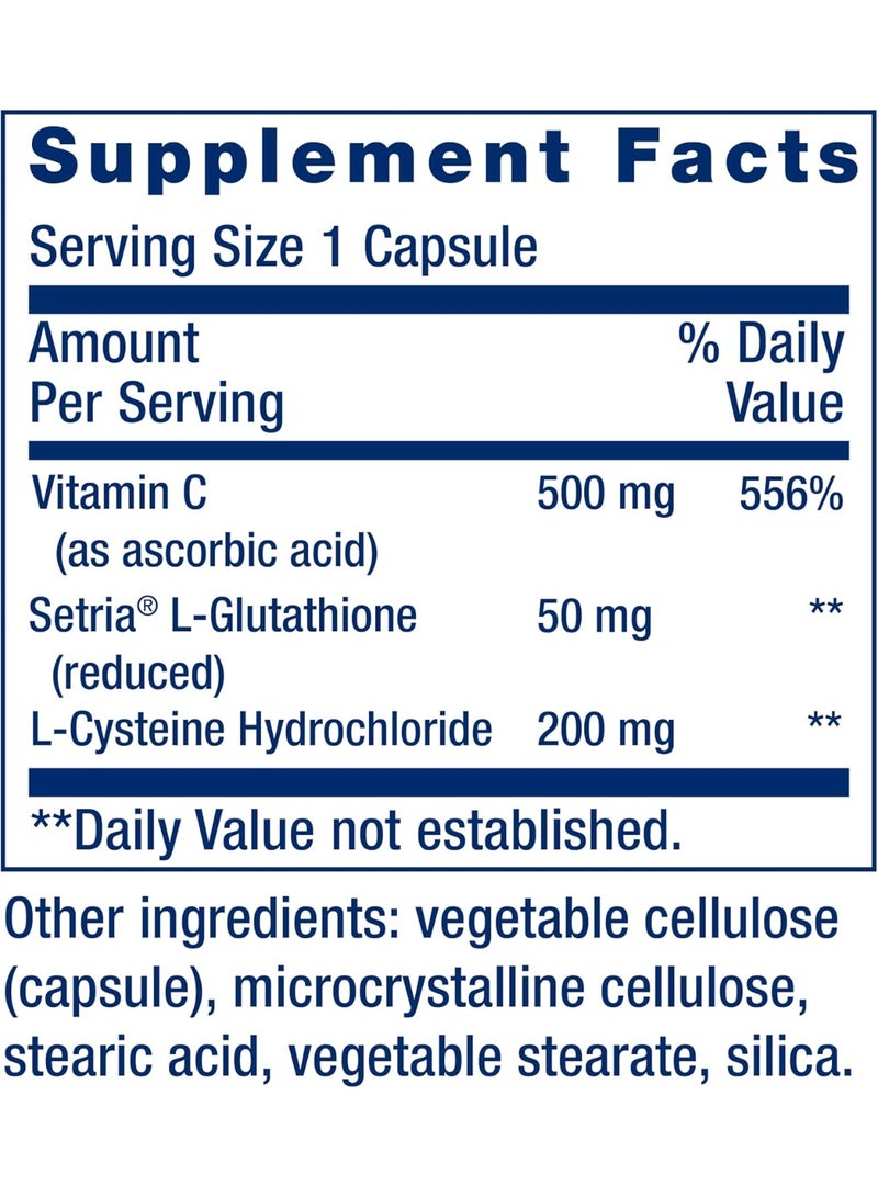 لايف إكستنشن Life Extension Glutathione, Cysteine & C, 500 ملغ من فيتامين C, مكملات مضادة للأكسدة القوية لدعم صحة الكبد, خالية من الغلوتين, غير المعدلة وراثيا, 90 كبسولة - Image 3
