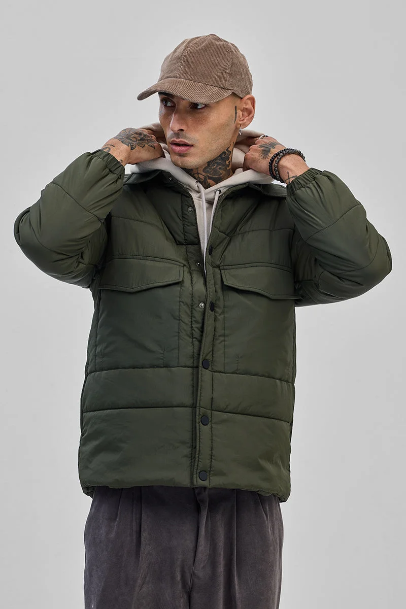 SNITCH جاكيت زيتوني بجيبين