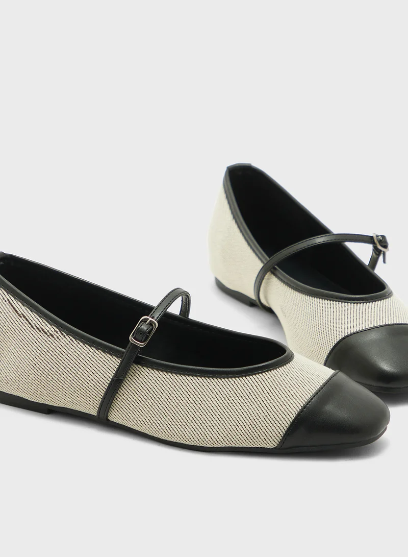 ELLA Square Toe Mary Jane Color Block Flat Shoe
