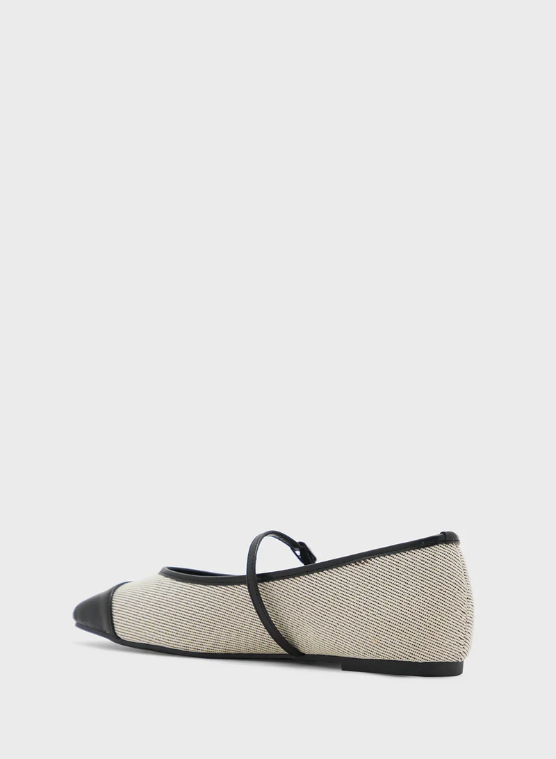ELLA Square Toe Mary Jane Color Block Flat Shoe