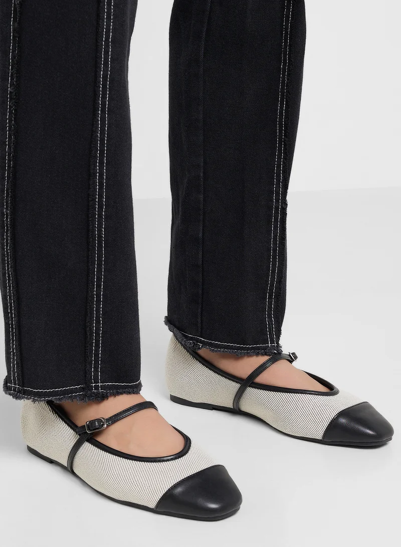 ELLA Square Toe Mary Jane Color Block Flat Shoe