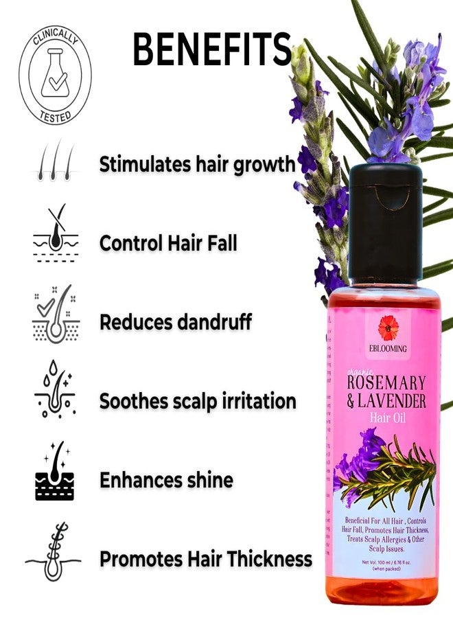 Eblooming Rosemary Lavender Hair Oil - 100ml, Promotes Healthy Hair, Scalp, and Hair Roots, Pure & Natural Cold-Pressed Oil - Image 2