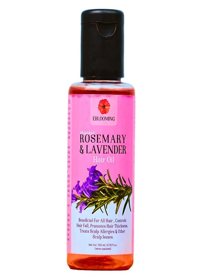 Eblooming Rosemary Lavender Hair Oil - 100ml, Promotes Healthy Hair, Scalp, and Hair Roots, Pure & Natural Cold-Pressed Oil - Image 1