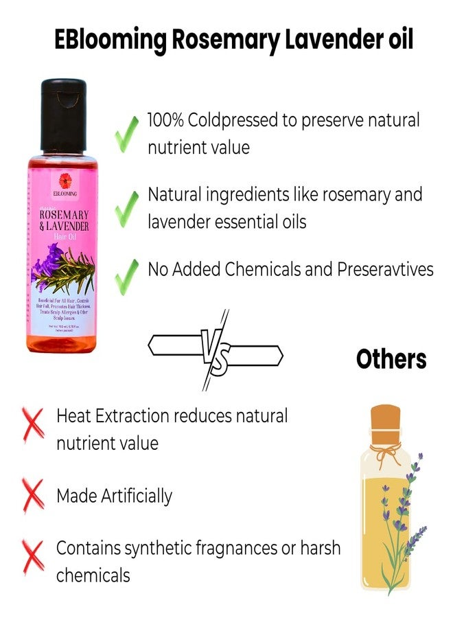 Eblooming Rosemary Lavender Hair Oil - 100ml, Promotes Healthy Hair, Scalp, and Hair Roots, Pure & Natural Cold-Pressed Oil - Image 5