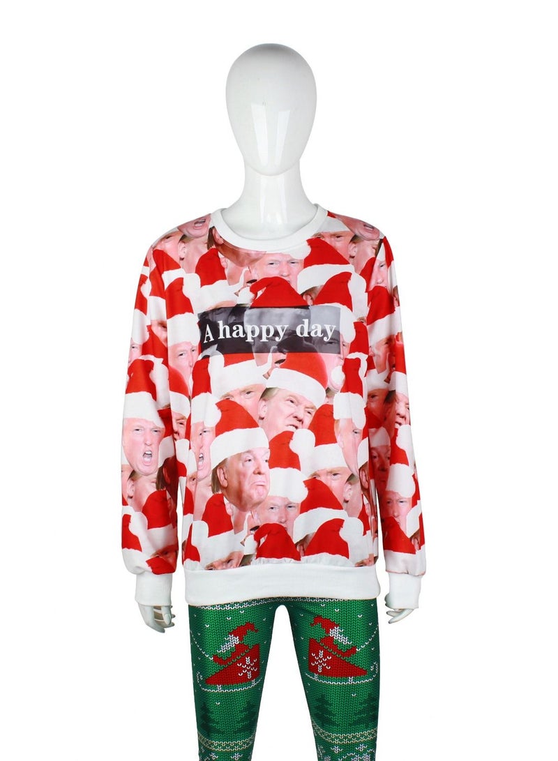Loquat Autumn/winter New Santa Elk Shirt with Long Sleeves and round Neck  - Image 1