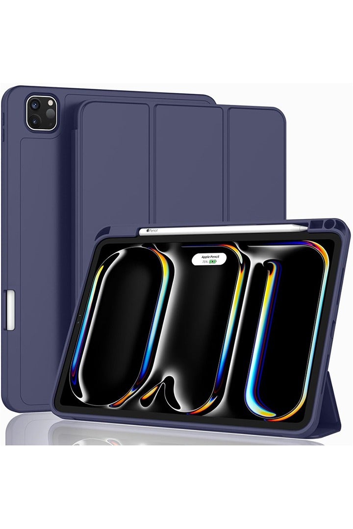 Theodor iPad Pro 11 Inch M4 2024 Case (5th Gen) with Pencil Holder, Smart iPad Case With Pencil Holder Slim Tablet Cover with Soft TPU Back, Auto Wake/Sleep Navy  - Image 1